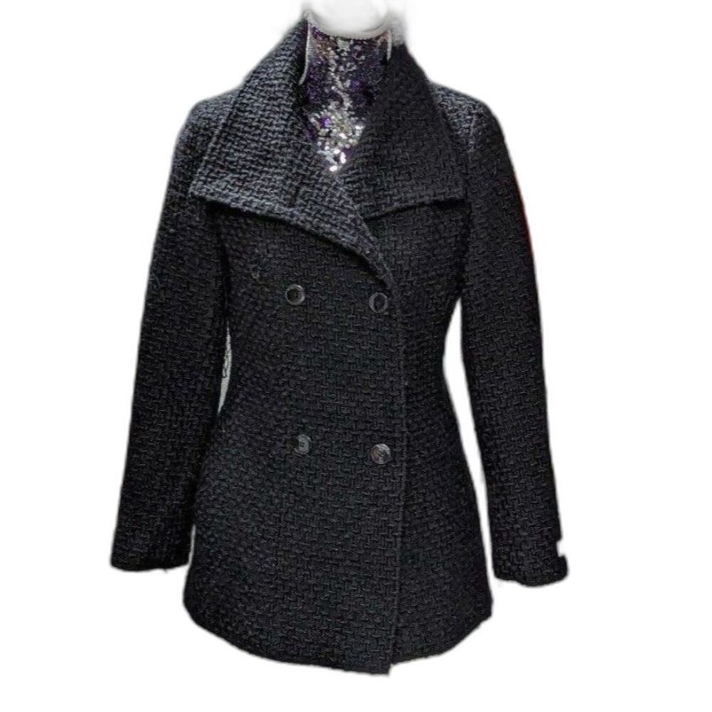 Dark Academia Y2K Old Money‎ Wool Blend Peacoat Calvin Klein Black XS